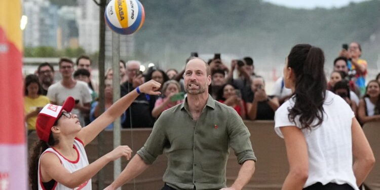 Prince of Wales showcases volleyball skills on Brazil visit