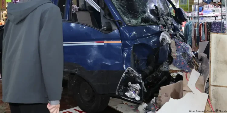 South Korea market truck crash