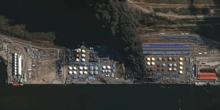 Satellite Images Russian Oil Facility Fires Ukraine Strikes 2026