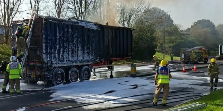 M1 Lorry Fire 2026: Lithium Battery Blaze