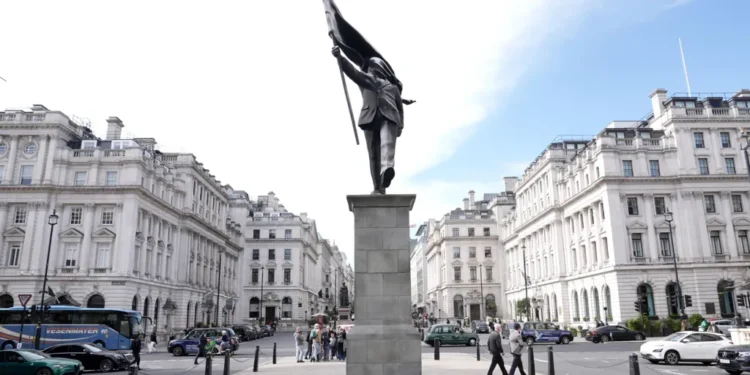 Banksy statue central London installation 2026