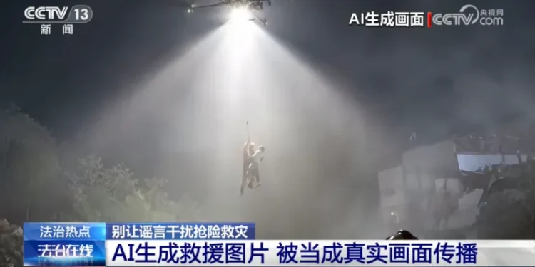 China AI fake videos natural disasters