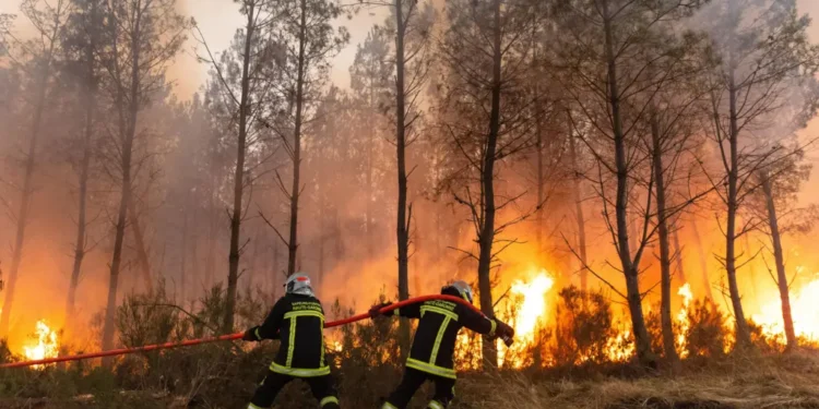 French wildfire Bordeaux lightning storm